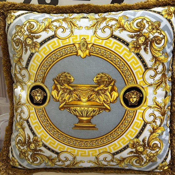 Versace Le Vase Baroque Silk Decorative Pillow, 18" x 18". Baroque Pillow - Picture 3 of 3